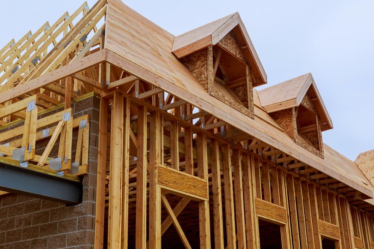 New construction of a house Framed New Construction of a House Building a new house from the ground up