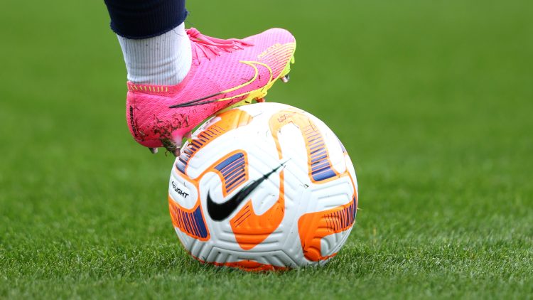 TEDDINGTON, ENGLAND - APRIL 10: A Nike Flight ball is seen during an England Training Session at The Lensbury on April 10, 2023 in Teddington, England. (Photo by Naomi Baker - The FA/The FA via Getty Images)