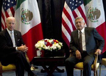 US Vice-President Joe Biden (L) shakes hands with presidential candidate for Democratic Revolution Party (PRD) Andres Manuel Lopez Obrador (R), during a meeting on March 5, 2012 in Mexico City. US Vice President Joe Biden headed to Mexico and Honduras for a routine two-day diplomatic trip.   AFP PHOTO/ Yuri CORTEZ (Photo credit should read YURI CORTEZ/AFP via Getty Images)