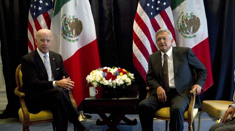 US Vice-President Joe Biden (L) shakes hands with presidential candidate for Democratic Revolution Party (PRD) Andres Manuel Lopez Obrador (R), during a meeting on March 5, 2012 in Mexico City. US Vice President Joe Biden headed to Mexico and Honduras for a routine two-day diplomatic trip.   AFP PHOTO/ Yuri CORTEZ (Photo credit should read YURI CORTEZ/AFP via Getty Images)